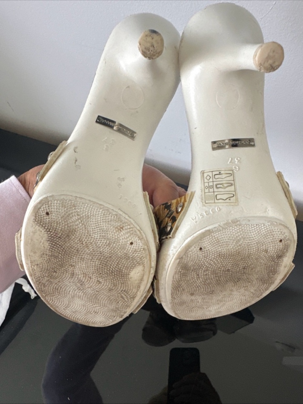 Dolce & Gabbana White and Brown Animal-Print Slide Mules - Picture 7 of 13
